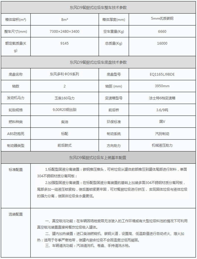 餐廚垃圾車參數(shù)