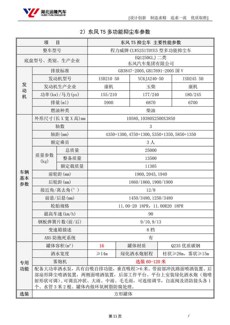 16噸東風(fēng)T5多功能抑塵車(chē)資料（圓罐、60-120米霧炮）(圖5)