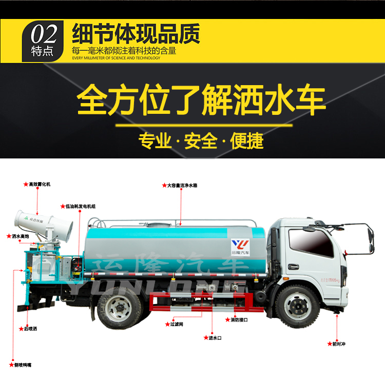 藍(lán)牌5方圓罐30米霧炮車，東風(fēng)小多利卡抑塵車(圖5)